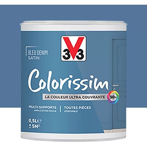 Peinture Multi-supports V33 Colorissim Satin Bleu Denim 0,5 L