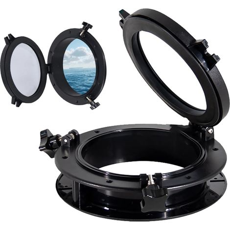 Fenêtre, 26,5CM Universel Noir Rond Fenêtre De Camping-Car Hublots Marin Accessoire De Remplacement Pour Portes De Bateau Et Yacht (1/5)