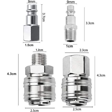 10 raccordi per compressore da 1/4" BSP, attacco rapido europeo, accoppiatore pneumatico per aria compressa, kit compressore d'aria, accessorio per aria compressa, connettore per tubo flessibile aria (1/4)