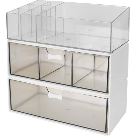 Mueble de almacenamiento de 3 niveles con cajones, neceser multifuncional para tocador, dormitorio u oficina.