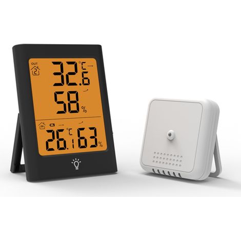 1 Termómetro higrómetro, pantalla LCD, rango de -20 °C a 70 °C, soporte plegable, para uso en interiores y exteriores. (1/5)