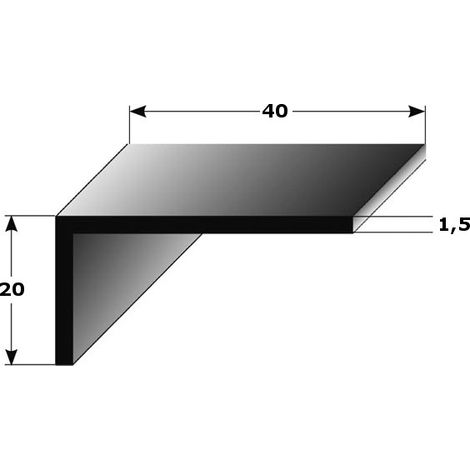 Winkelprofil "Alcoba" als Montageprofil / Bauprofil, ungleichschenklig, Silber eloxiert, aus Aluminium-1000-20 mm-40 mm