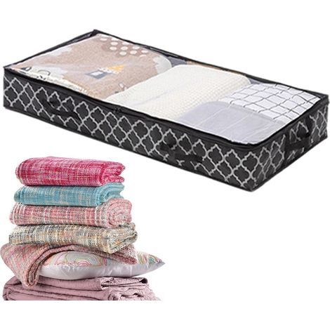 Rangement sous Le lit - 80 l - en Tissu avec fenêtre Transparente - Rangement sous Le lit avec 4 poignées renforcées pour vêtements, couvertures (1/5)