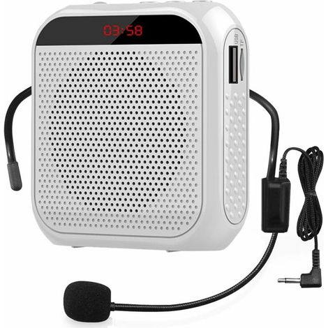 AGE Amplificateur vocal portatif avec microphone câblé, Haut - parleur plug - in et Haut - parleur blanc (1/5)