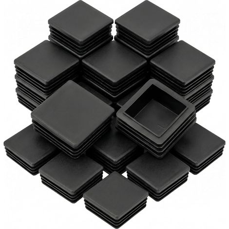 20 bouchons lamellaires 40 x 40 mm pour tubes carrés, bouchons carrés en plastique noir pour tuyaux, en polyéthylène. (1/5)
