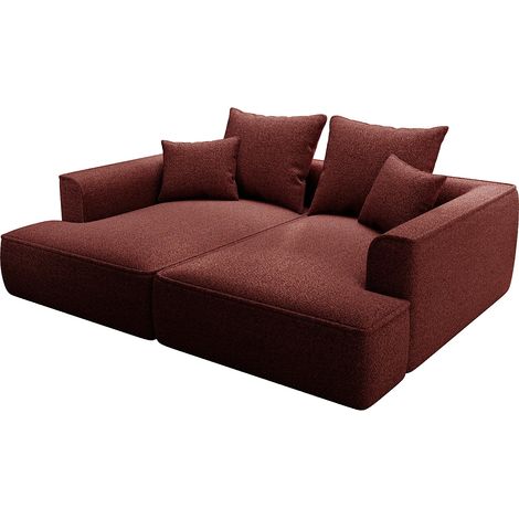 Canapé 3 places confort assise profonde en tissu chenille bordeaux PINETA (1/3)