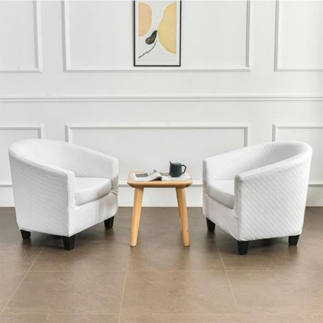 Housse de canapé club chair, housse de canapé bain rond (blanc) (1/4)