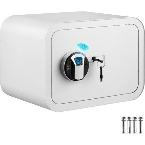 Petit coffre-fort Coffre-fort à serrures à empreintes digitales, tirelire secrète cachée de 1/1,8 pieds cubes avec 2 clés for stocker de l'argent for le bureau à domicile(White 1 Cubic Feet) (1/5)