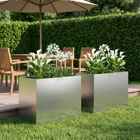 Cache-pot de jardin 2 pc Argenté 60 x 40 x 50 cm (1/5)