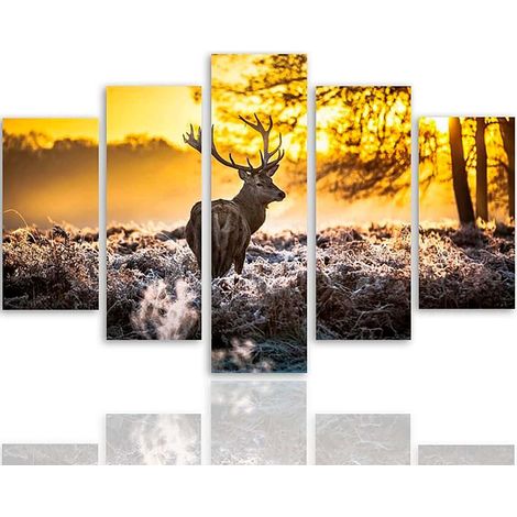 Tableau un cerf au coucher du soleil - 150 x 100 cm (1/5)
