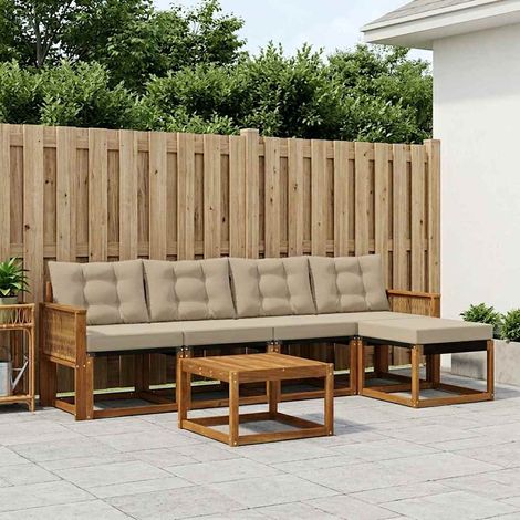 vidaXL Outdoor-Sofagarnitur 6 Stk. Natur und Beige (1/5)