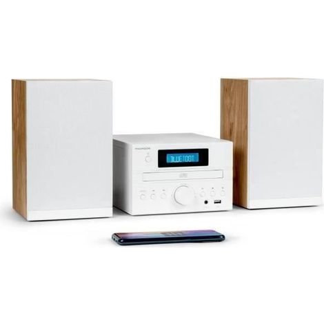 Microchaîne - THOMSON - COSY MIC121BT - Lecteur CD, Bluetooth, Radio FM, MP3, USB - Bois et Blanc (1/5)