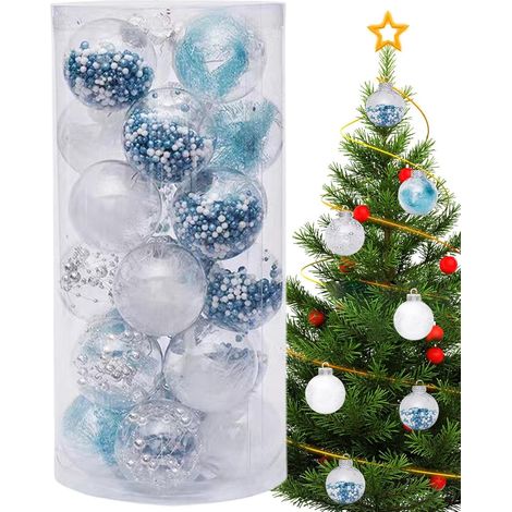 Boules de Noël pour Arbre de Noël 24 Boules Transparentes pour Sapin (1/5)