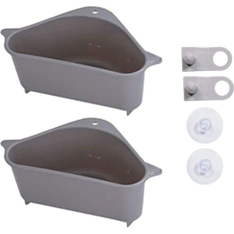 Filtro per lavello da cucina, filtro angolare triangolare per lavello da appendere con ventosa per cucina e bagno, grigio