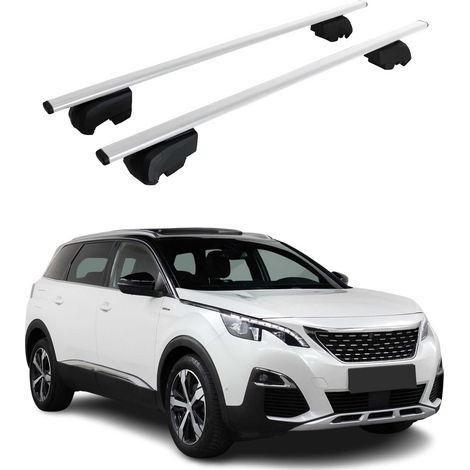 OMAC Barres de toit pour Peugeot 5008 II 2017-2024 – City Crash tested – ISO PAS 11154:2006 – Antivol inclus – Charge max 75 kg – 2 barres Argent (1/4)