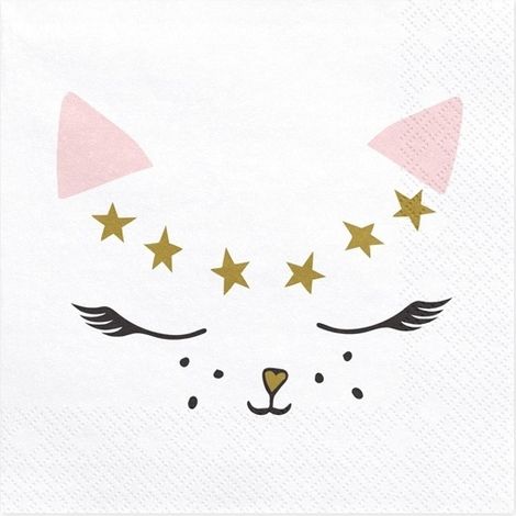 Tovaglioli a forma di gattino, 33x33 cm (1 confezione / 20 pezzi) (1/5)