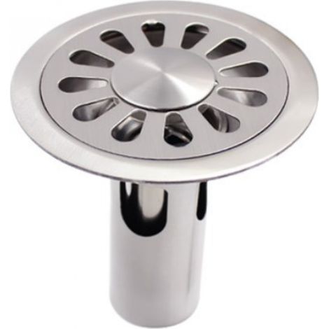 Siphon de sol rond en acier inoxydable brossé, adapté à la salle de bain, la cuisine, la buanderie, le jardin, 1010 (1/3)