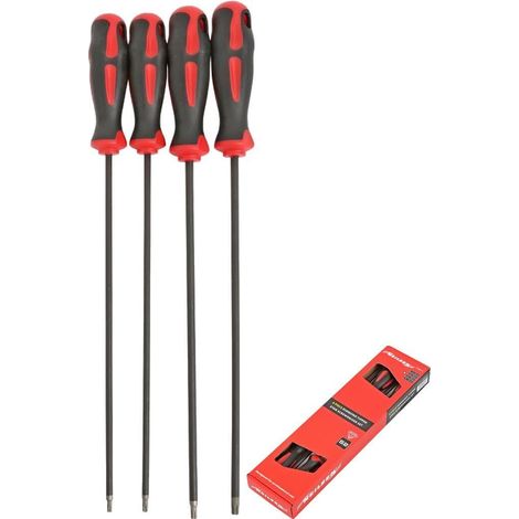 Neilsen 4pc Soft Grip Diamond Tipped Extra Long Star Screwdriver Set T15 - T30 (1/2)