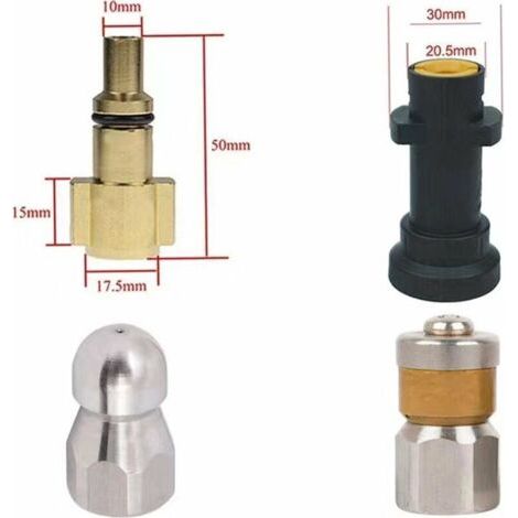 NALOOKAMIC Kit de nettoyage de canalisations - Tuyau d'égout pour nettoyeurs haute pression Kärcher K2, K3, K4, K5, K6, K7 et Lavor - 15M - Tuyau d'égout Kit de nettoyage