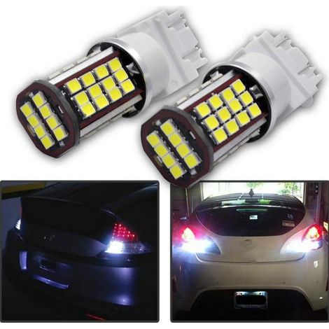 Lot de 2 ampoules LED 3157 super lumineuses blanches 12 V 3030 56SMD LED pour feux de recul, feux stop, feux de stationnement