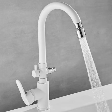 Robinet lave-linge - laiton - blanc - monocommande - monotrou (1/5)