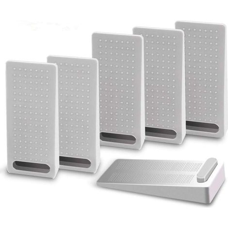 Türstopper-Set, 6 rutschfeste Türstopper aus Gummi, bodenmontiert, höhenverstellbar, Grau (1/5)
