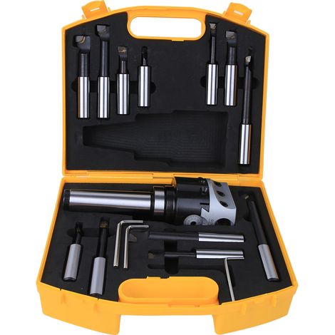 Jeu de fraises à aléser CNC haute précision 40CR MT4-F1-18-12 pièces, kit d'outils de fraisage F1 75mm, forets de perçage robustes. (1/5)