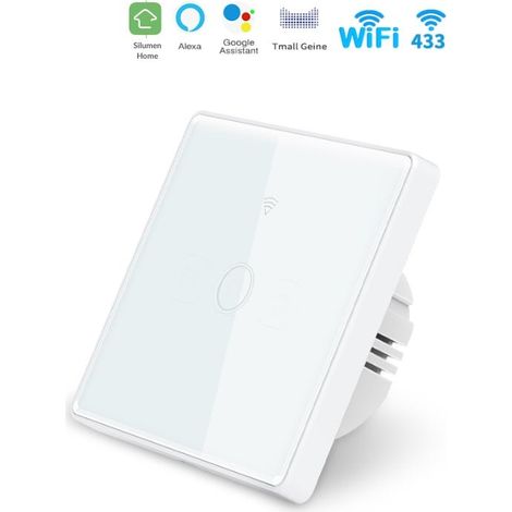 Interrupteur Mural Simple Connecté Wifi Tactile BLANC - Silumen (1/4)
