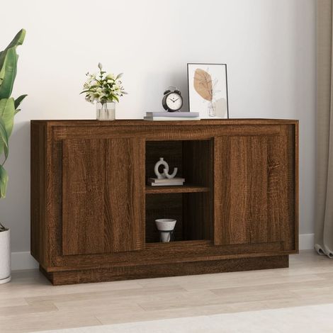 Aparador madera contrachapada marrón roble 102x35x60 cm vidaXL (1/5)