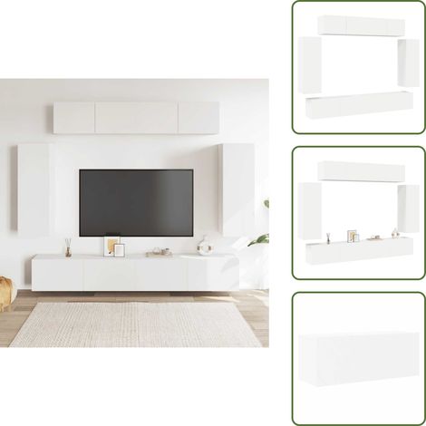 The Living Store Set de muebles de salón TV 6 piezas madera de ingeniería blanco - Muebles de TV