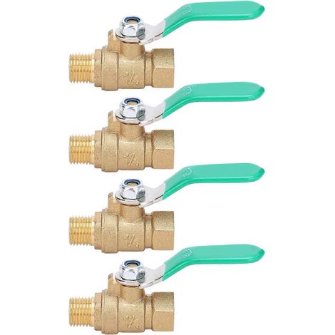 4 Stück Messing-Kugelhähne G1/4 Zoll, 1 Innengewinde, 1 Außengewinde, Abfluss-Absperrventil, Sanitärarmatur