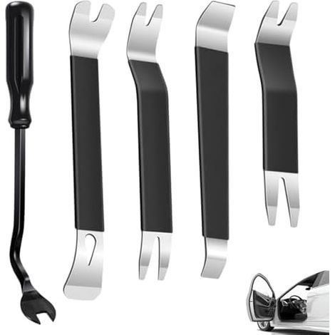 5Pcs Kit Demontage Métal Voiture Outil Garniture Clip Retrait Pry de Suppression Panneau Véhicule pour Radio Audio Intérieure Dash Tableau Bord - (1/5)