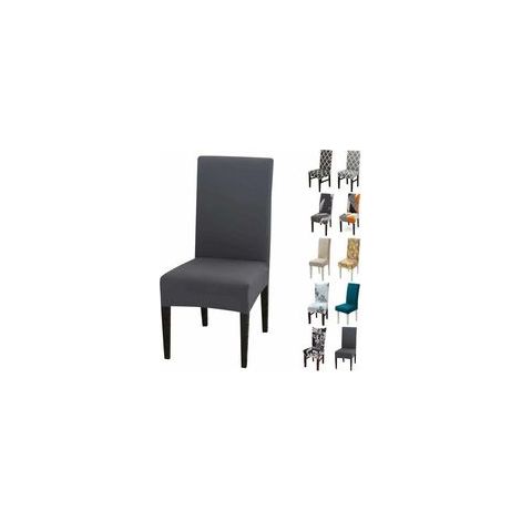 Lot de 6 Housses de Chaise Extensibles Universelle - Moderne - Gris (1/5)