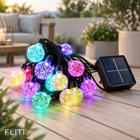 Guirlande Solaire 30 LED Multicolores 6,5m IP65 8 Modes Déco Jardin Terrasse (1/5)