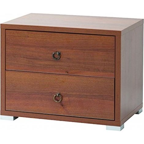 Nachttisch Antik Nussbaum 2 Schubladen aus Melaminholz 36x52xH 43