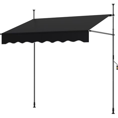 GOPLUS Store Banne sans Percage, Store Banne Manuel avec Hauteur et Angle Réglables, Manivelle Pratique, Cadre Métallique Robuste, Auvent Rétractable pour Terrasse Balcon (Noir,2x2,3m)