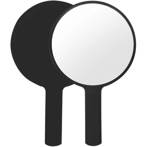 BUNTHAUS Handspiegel, Schminkspiegel, Friseurspiegel, professioneller tragbarer Spiegel, Spiegel mit rundem Griff, vielseitiger Spiegel für Reisen, Badezimmer, Büro, Make-up, Schönheit (schwarz) (1/5)
