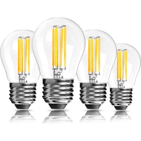 Lampadine LED a vite E27, 6W, attacco G45, dimmerabili, luce bianca calda 2700K, forma sferica, per lampade da tavolo e ventilatori da soffitto (confezione da 4). - AquaForge (1/5)