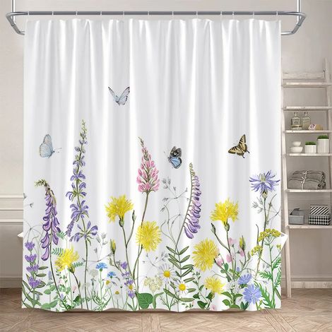 Filiyano-Rideau de douche à motif feuilles d'eucalyptus, feuillage d'automne brun aquarelle, rideau de salle de bain moderne en polyester, 150 x 180