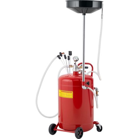 Récupérateur d'huile usagée 80L chariot roues poignée rouge hauteur réglable 101-141 cm