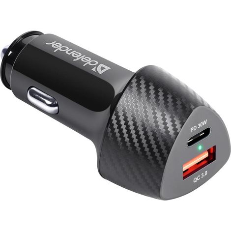 Cargador de coche Defender UCA-92 USBx1 USB-Cx1 QC, suministro de energía PD (1/5)
