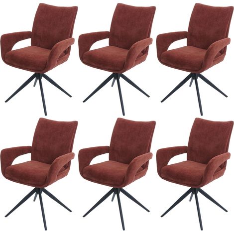 [NUNCA USADO] Juego de 6 sillas de comedor HHG-273, silla de cocina, giratoria con retorno automático, tejido/textil chenilla (310 g/m²) Öko-Tex, marrón rojizo (1/5)