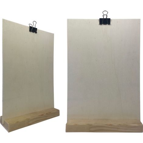 Porte menu de table en bois brut dimensions 21x6,5x2,4 cm avec porte document A4 - Lot de 2 (1/5)