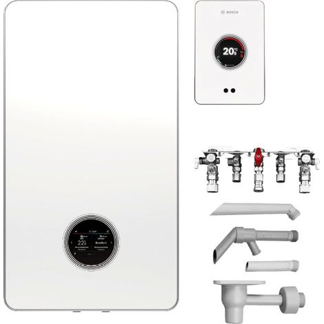 BOSCH Condens Brennwert-Standardpaket Bopa ST GC78C-004, 7800i W, 20/30kW, Kombi, Montageplatte Nr. 1661, Trichtersiphon (1/2)