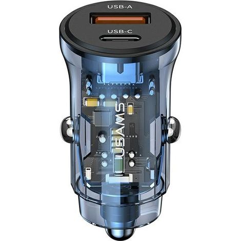 USAMS Lad. allein. 1xUSB+1xUSB-C C32 30W Schnellladung blau/blau CC164CC02 (US-CC164) (1/5)