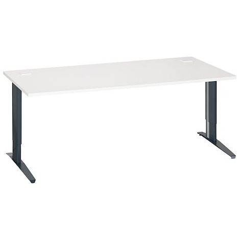 Bureau droit blanc réglable L 180 cm piètement 'L' métal anthracite Essens - Maxiburo
