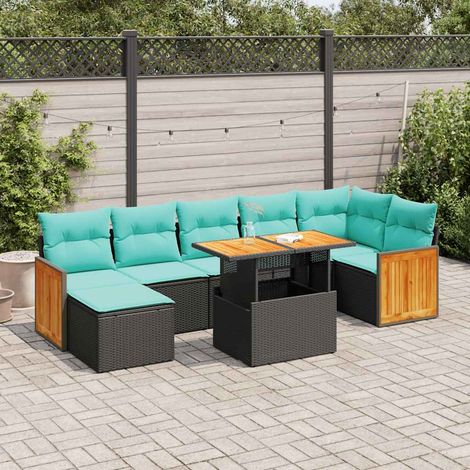 vidaXL Salon de jardin avec coussins 8 pcs gris résine tressée acacia (1/5)