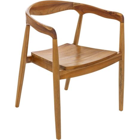 Atmosphera – Fauteuil relax empilable en teck naturel – Dimensions L. 57 x P. 61 x H. 77 cm – Charge maximale 110 kg – Assise ergonomique (1/6)