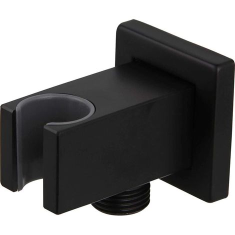 Wandmontierter Handbrauseschieber aus massivem Messing mit Wasserauslass, 1/2"-NPT-Wandanschlusswinkel für die Handbrause, Schwarz (1/4)