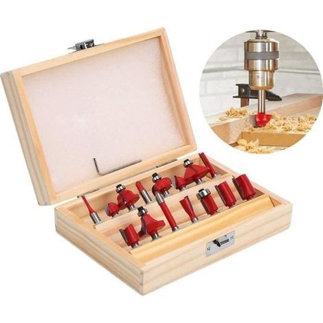 JOULLI Fraise Foret Defonceuse 15 Pcs 8 mm rouge Coupe Carbure métal bois de coupe outil (1/4)